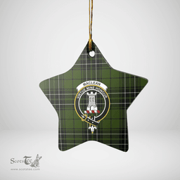 Scottish MacLean Hunting Clan Tartan Crest Star Ceramic Ornament