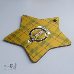 Scottish Houston Clan Tartan Crest Star Ceramic Ornament