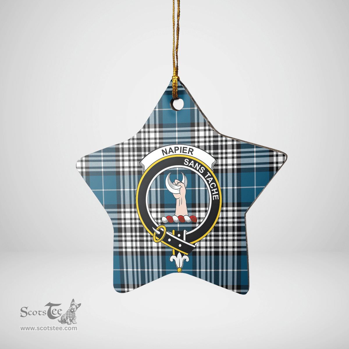 Scottish Napier Modern Clan Tartan Crest Star Ceramic Ornament