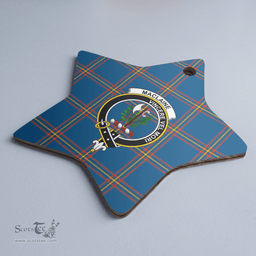 Scottish MacLaine of Loch Buie Hunting Ancient Clan Tartan Crest Star Ceramic Ornament