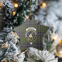 Scottish MacMillan Hunting Modern Clan Tartan Crest Star Ceramic Ornament