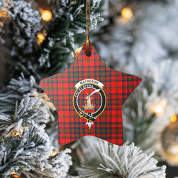 Scottish Matheson Modern Clan Tartan Crest Star Ceramic Ornament