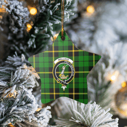 Scottish Wallace Hunting Green Clan Tartan Crest Star Ceramic Ornament