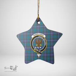 Scottish Sandilands (Douglas) Clan Tartan Crest Star Ceramic Ornament