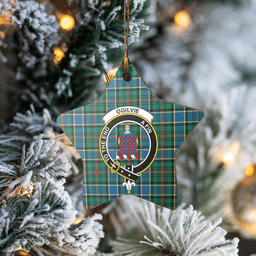 Scottish Ogilvie Hunting Ancient Clan Tartan Crest Star Ceramic Ornament