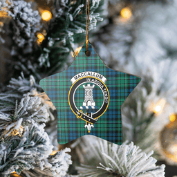 Scottish MacCallum Ancient Clan Tartan Crest Star Ceramic Ornament