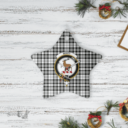 Scottish Scott Black & White Modern Clan Tartan Crest Star Ceramic Ornament