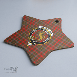 Scottish MacKintosh Hunting Weathered Clan Tartan Crest Star Ceramic Ornament