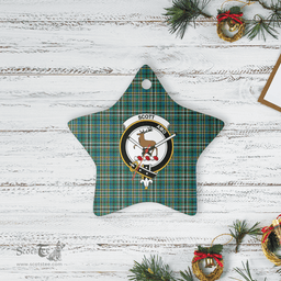 Scottish Scott Green Ancient Clan Tartan Crest Star Ceramic Ornament