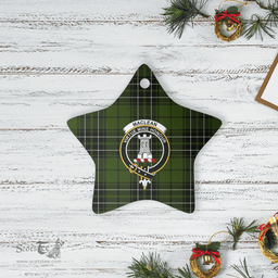Scottish MacLean Hunting Clan Tartan Crest Star Ceramic Ornament