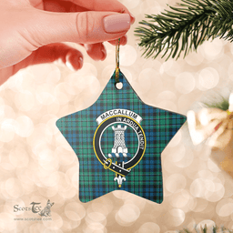 Scottish MacCallum Ancient Clan Tartan Crest Star Ceramic Ornament