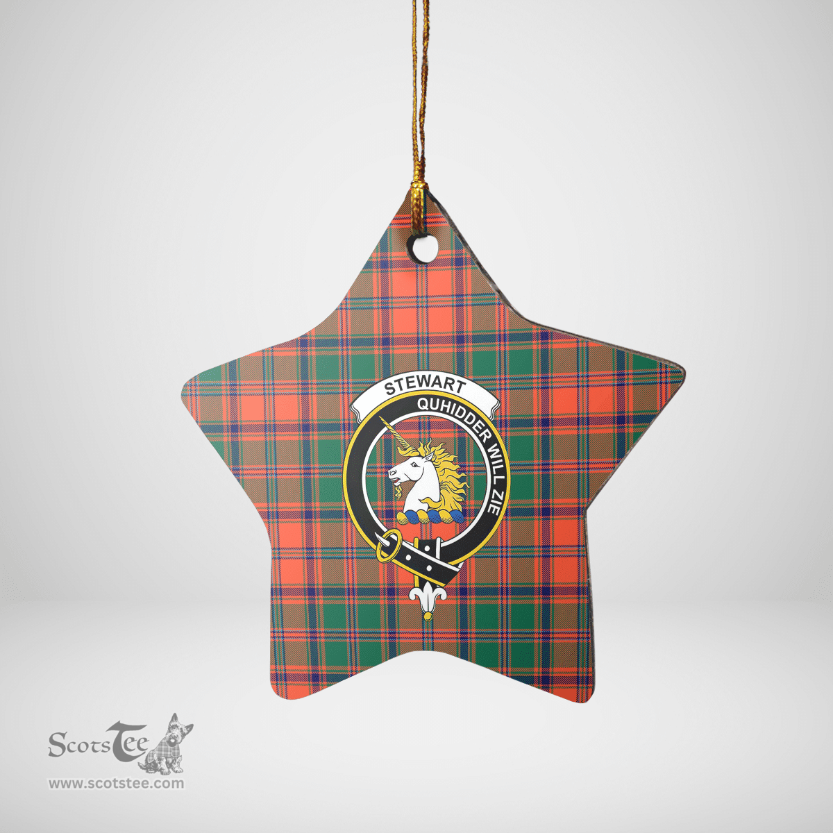 Scottish Stewart of Appin Ancient Clan Tartan Crest Star Ceramic Ornament