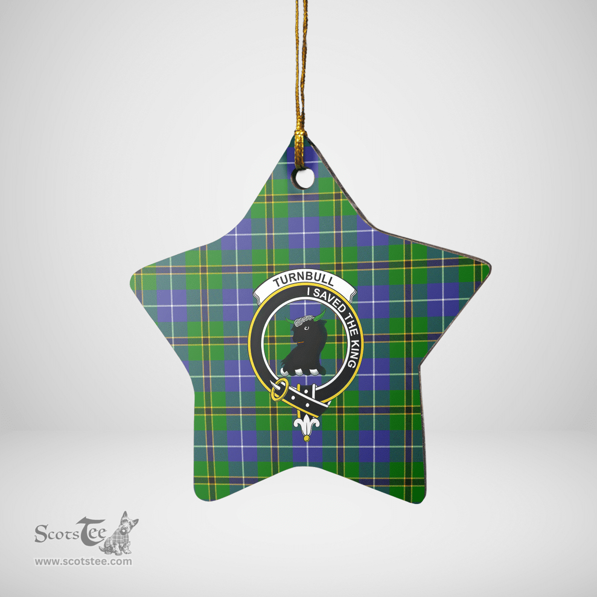 Scottish Turnbull Hunting Clan Tartan Crest Star Ceramic Ornament