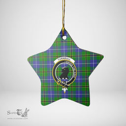 Scottish Turnbull Hunting Clan Tartan Crest Star Ceramic Ornament