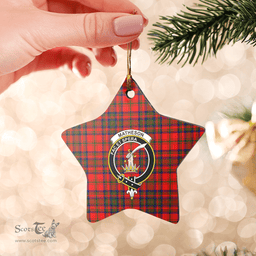 Scottish Matheson Modern Clan Tartan Crest Star Ceramic Ornament