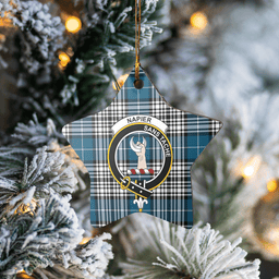 Scottish Napier Modern Clan Tartan Crest Star Ceramic Ornament