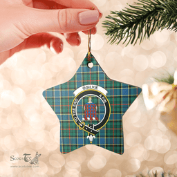 Scottish Ogilvie Hunting Ancient Clan Tartan Crest Star Ceramic Ornament