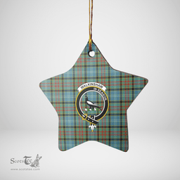 Scottish Walkinshaw Clan Tartan Crest Star Ceramic Ornament