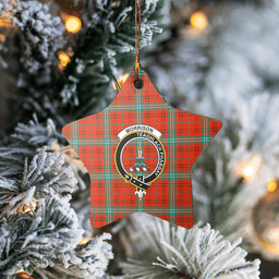Scottish Morrison Red Ancient Clan Tartan Crest Star Ceramic Ornament