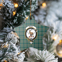 Scottish Scott Green Ancient Clan Tartan Crest Star Ceramic Ornament