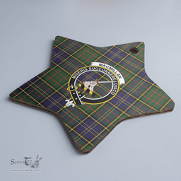 Scottish MacMillan Hunting Modern Clan Tartan Crest Star Ceramic Ornament
