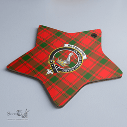 Scottish MacQuarrie Modern Clan Tartan Crest Star Ceramic Ornament