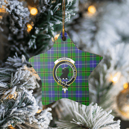 Scottish Turnbull Hunting Clan Tartan Crest Star Ceramic Ornament