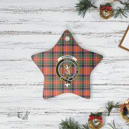 Scottish Stewart Royal Ancient Clan Tartan Crest Star Ceramic Ornament