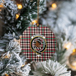 Scottish Borthwick Dress Ancient Clan Tartan Crest Round Ceramic Ornament