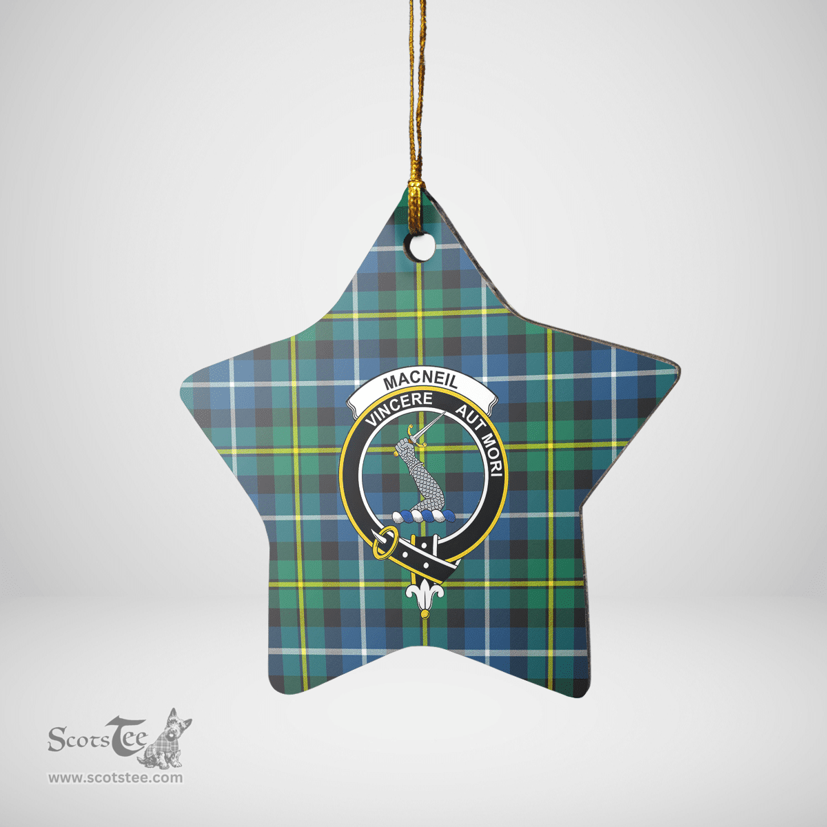 Scottish MacNeill of Barra Ancient Clan Tartan Crest Star Ceramic Ornament