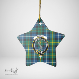 Scottish MacNeill of Barra Ancient Clan Tartan Crest Star Ceramic Ornament