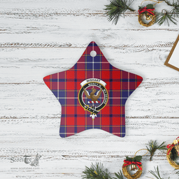 Scottish Wishart Dress Clan Tartan Crest Star Ceramic Ornament