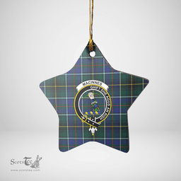 Scottish MacInnes Modern Clan Tartan Crest Star Ceramic Ornament