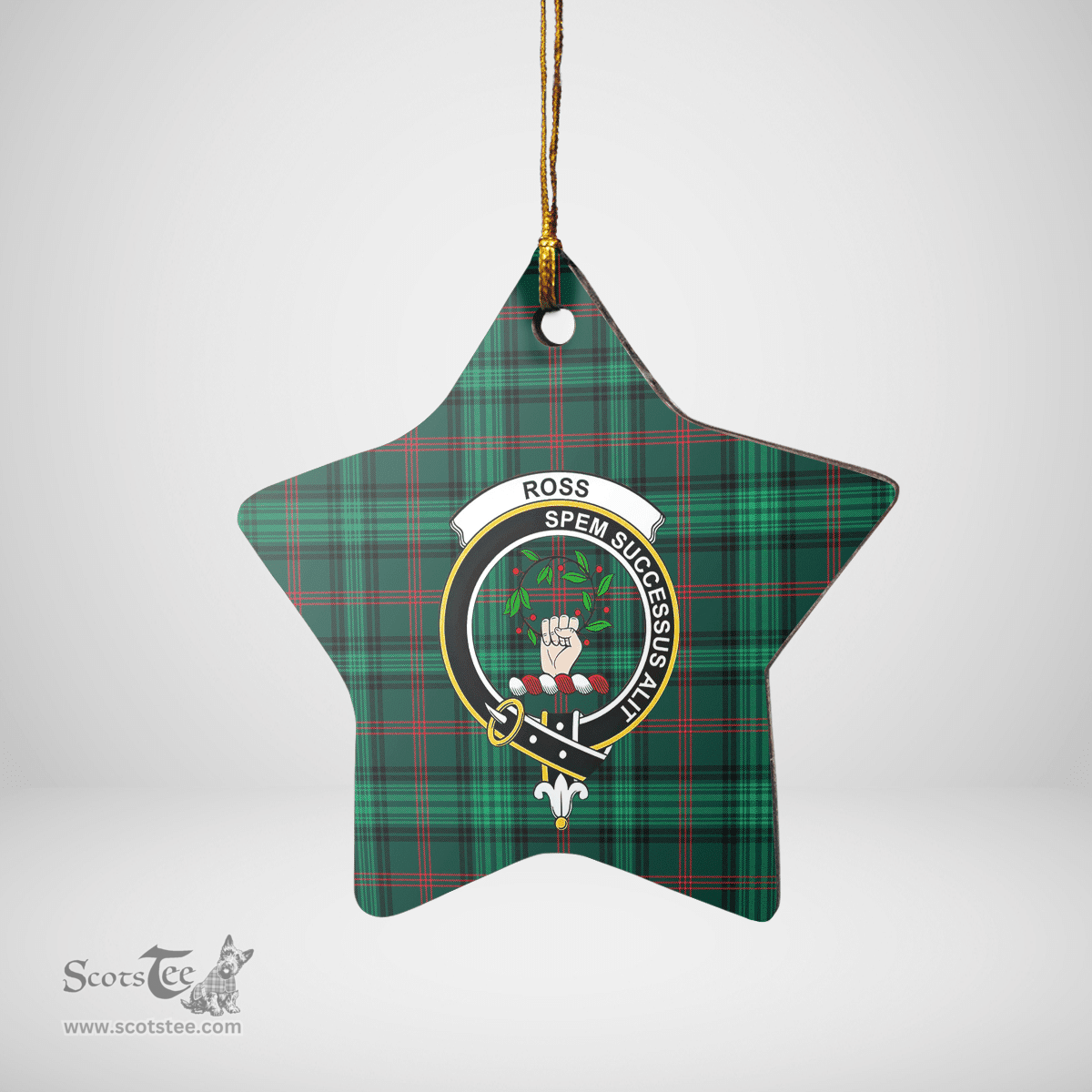 Scottish Ross Hunting Modern Clan Tartan Crest Star Ceramic Ornament