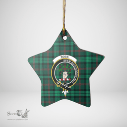 Scottish Ross Hunting Modern Clan Tartan Crest Star Ceramic Ornament