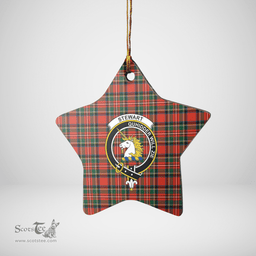 Scottish Stewart (of Appin) Clan Tartan Crest Star Ceramic Ornament