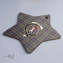 Scottish Taylor Weathered Clan Tartan Crest Star Ceramic Ornament