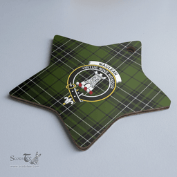 Scottish MacLean Hunting Clan Tartan Crest Star Ceramic Ornament