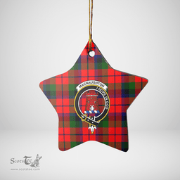 Scottish MacNaughton Modern Clan Tartan Crest Star Ceramic Ornament