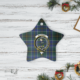 Scottish MacInnes Modern Clan Tartan Crest Star Ceramic Ornament
