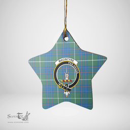 Scottish MacIntyre Hunting Ancient Clan Tartan Crest Star Ceramic Ornament