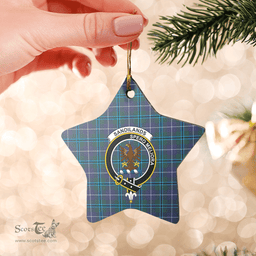 Scottish Sandilands (Douglas) Clan Tartan Crest Star Ceramic Ornament