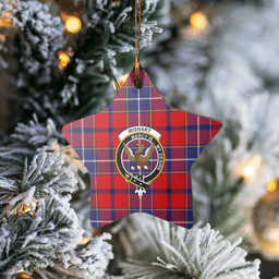 Scottish Wishart Dress Clan Tartan Crest Star Ceramic Ornament