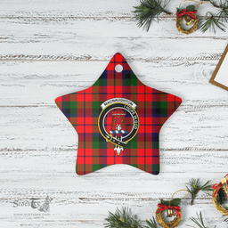 Scottish MacNaughton Modern Clan Tartan Crest Star Ceramic Ornament