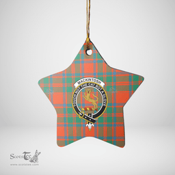 Scottish MacKintosh Ancient Clan Tartan Crest Star Ceramic Ornament