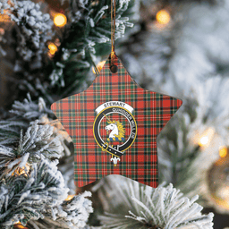 Scottish Stewart (of Appin) Clan Tartan Crest Star Ceramic Ornament
