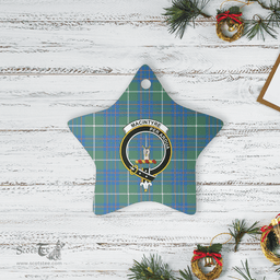 Scottish MacIntyre Hunting Ancient Clan Tartan Crest Star Ceramic Ornament
