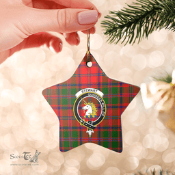 Scottish Stewart of Appin Modern Clan Tartan Crest Star Ceramic Ornament