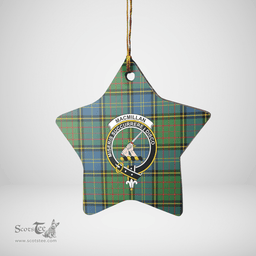 Scottish MacMillan Hunting Ancient Clan Tartan Crest Star Ceramic Ornament