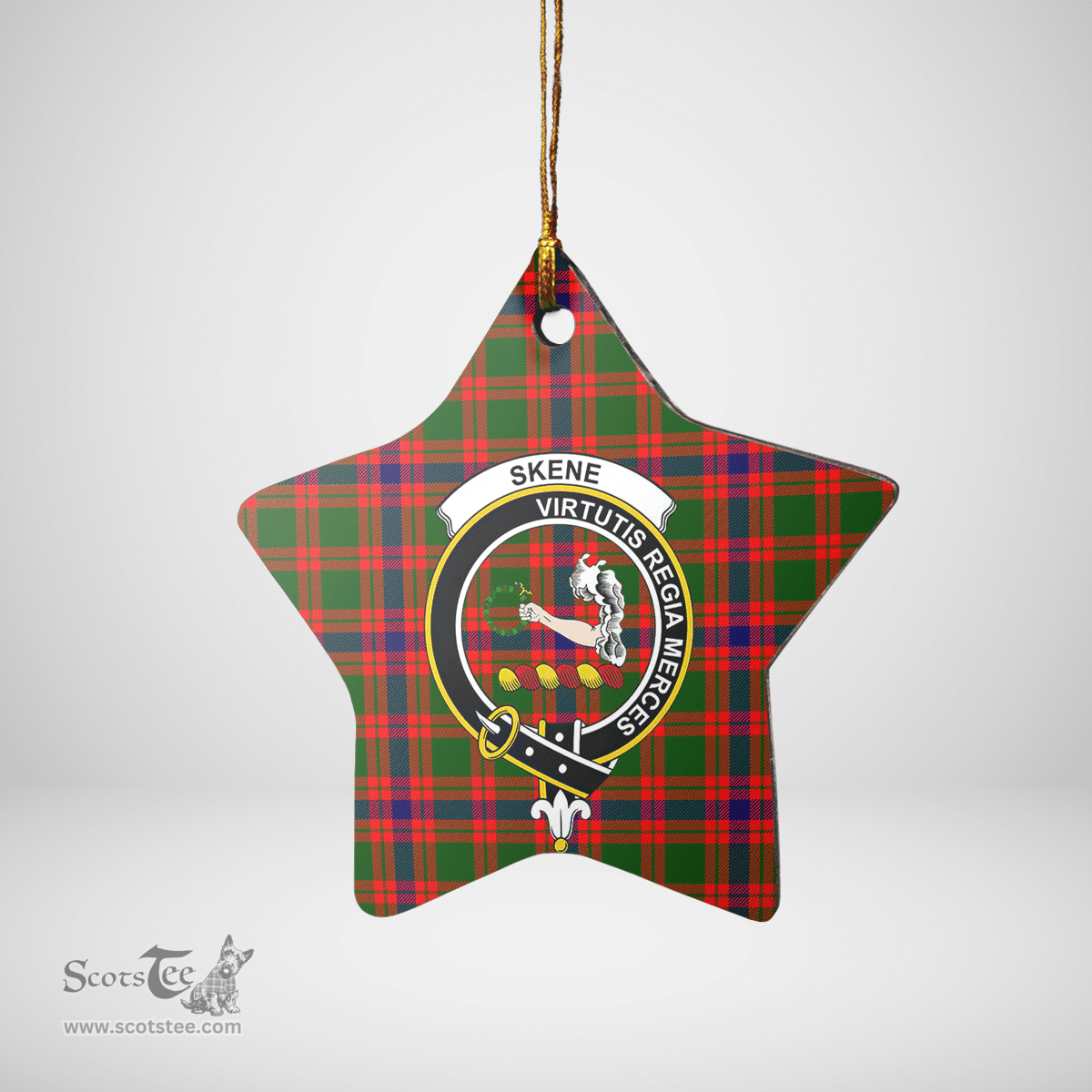 Scottish Skene Modern Clan Tartan Crest Star Ceramic Ornament